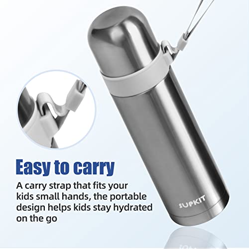 Stainless Steel Thermos Bottle, Supkit 17Oz Thermos For Hot Drinks, Bpa Free, Insulated Cup Keep Hot & Cold For Hours, Perfect For Biking, Camping, Office, Car Or Outdoor Travel (Silver) #TOP2