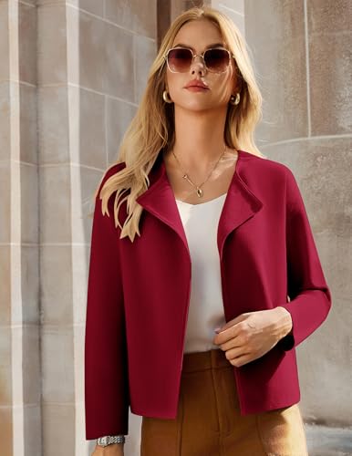 GRACE KARIN Womens Cropped Knit Sweater Blazer, Oversized Open Front Jackets 2025 Fall, Laple Cardigans Dressy Casual3