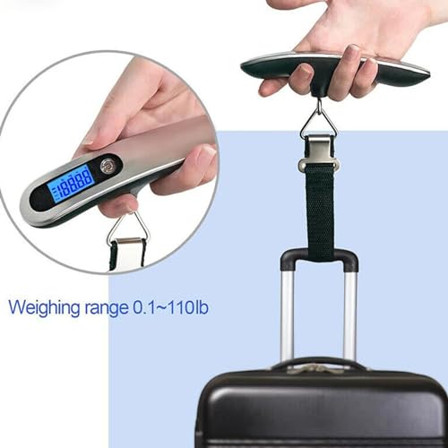 Luggage Scale Portable Digital Weight Scale for Travel Suitcase, Electronic Suitcase Scale Hanging Scales Luggage Weighing Scale Lightweigh for Travel 110 Lb/ 50Kg Capacity, Black