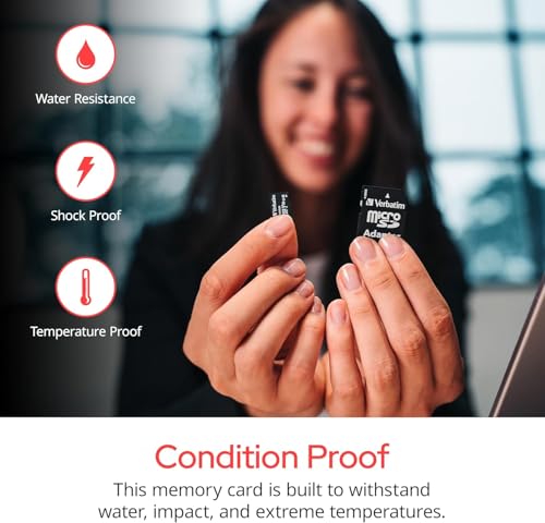 Verbatim Carte mémoire microSDXC Premium 64 Go noire avec adaptateur - pour capture vidéo full HD - résiste à l'eau & aux chocs - carte mémoire SD pour appareil photo smartphone tablette
