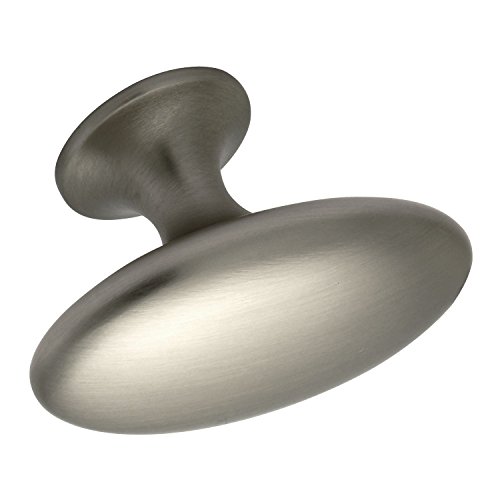 Furnipart Bouton de meuble simple largeur 60 mm – Bouton ovale en zinc moulé sous pression effet acier inoxydable