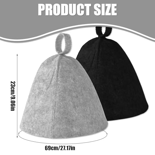 lasuroa 2stk Saunahüte, Filz Saunahut Banja Hut Sauna Mütze Russische Saunamütze Saunahut Set Saunazubehör Universell für Damen Herren(Grau & Schwarz)