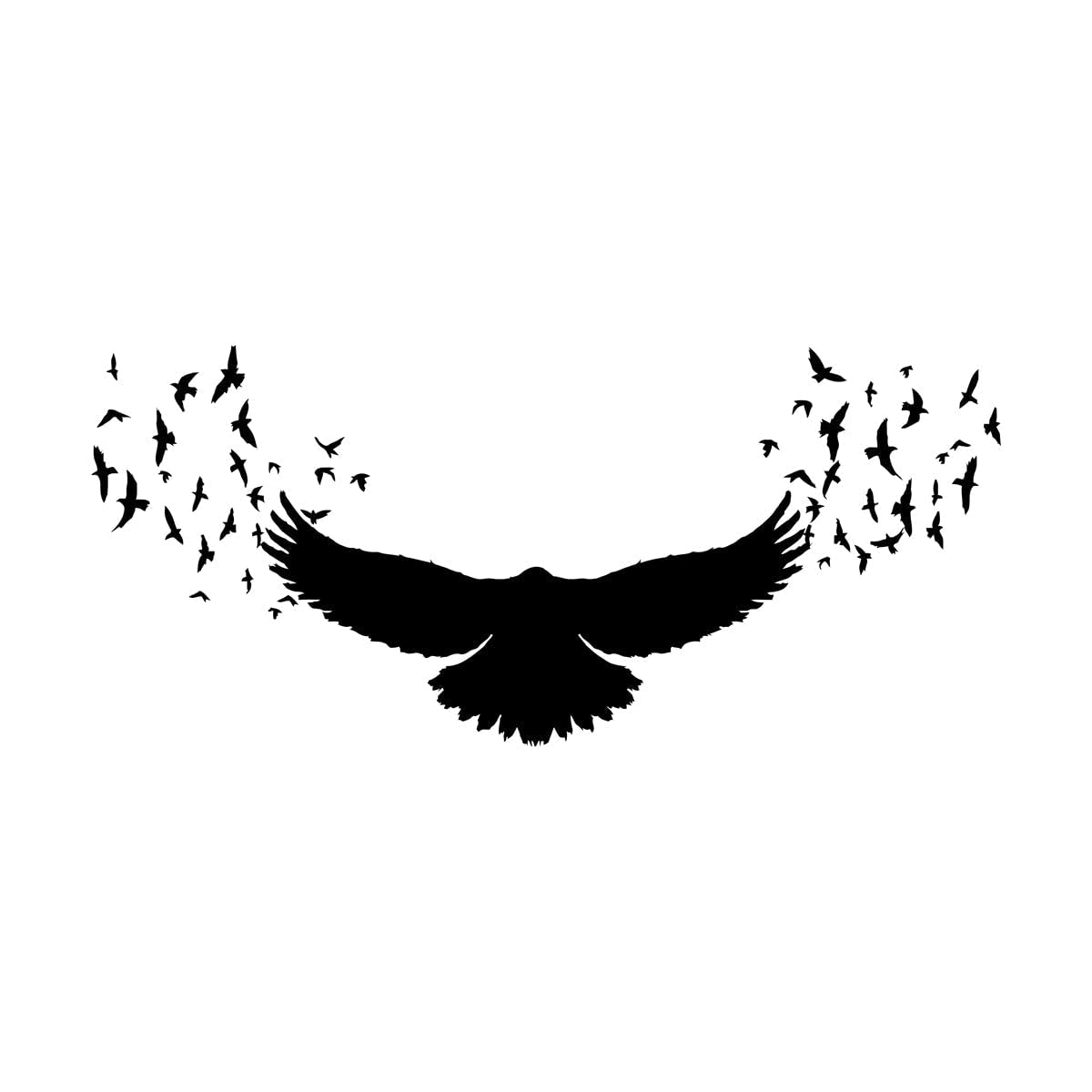 Lzhouting Wall Stickers 3754 Black Raven Wall Stickers Eagle Wings Decal Gothic Birds Mural Home Decor Living Room Sticker Animal Kids Room Decoration Large - 56X127cm