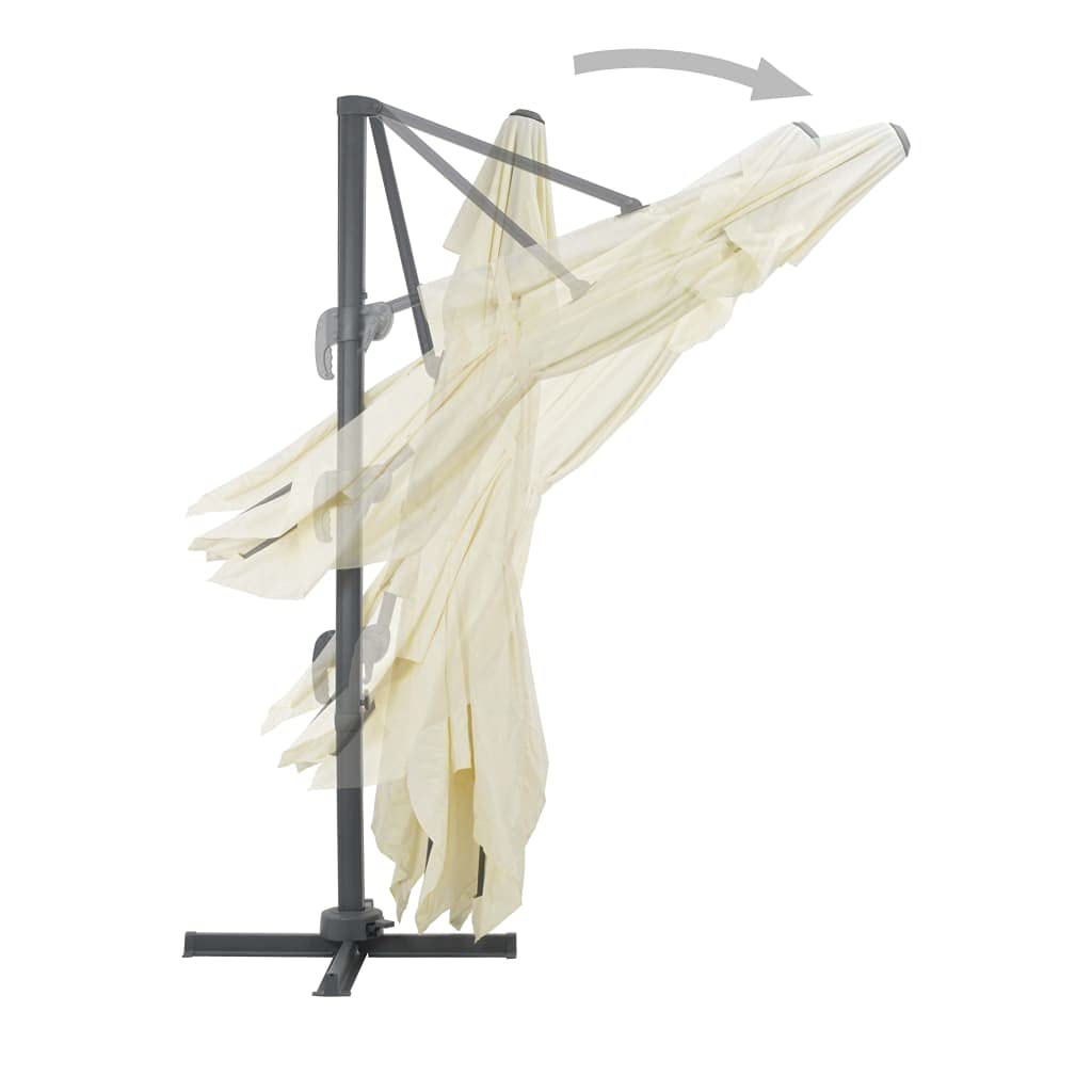 Homgoday Sombrilla jardín voladiza con Palo de Aluminio Arena 400x300 cm Sombrilla de Jardín,Protección UV Sombrilla Jardín Grande Orientable Jardín Parasol Balcón