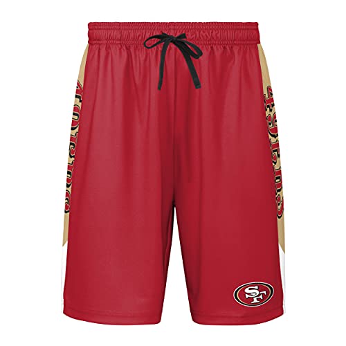 FOCO San Francisco 49ers NFL Mens Side Stripe Training Shorts - XL