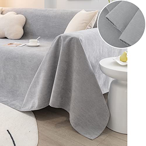 Housse de protection multifonctionnelle imperméable 90x210 cm en chenille grise de canapé