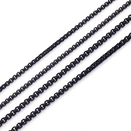 Chaine Belcher noire en acier inoxydable pour femme collier maille jaseron de 46cm a 76cm