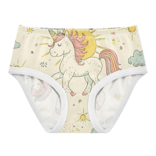 ZZKKO Sunlight Rainbow Unicorn Girls Underwear Toddler Panties for Girls Comfort Brief Size 2T-8Y