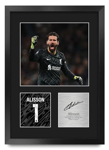 Autographe Alisson Becker Liverpool cadre A3 portrait impression photo haute définition