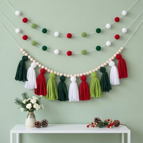 Boho Tassel Garland & Mini Colorful Balls Wooden Beads Farmhouse Wall Decor - image 6