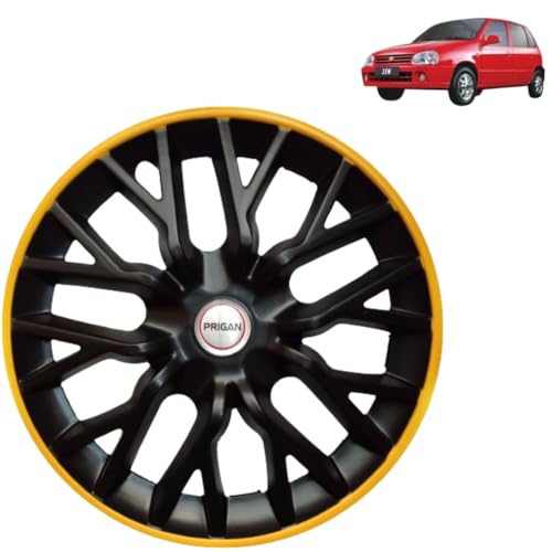 Image of Prigan Zen Black Yellow Wheel Cover 12 inch for Zen (Set of 4 Pcs) (Press Fitting) Model- GT Line Black Yellow 12