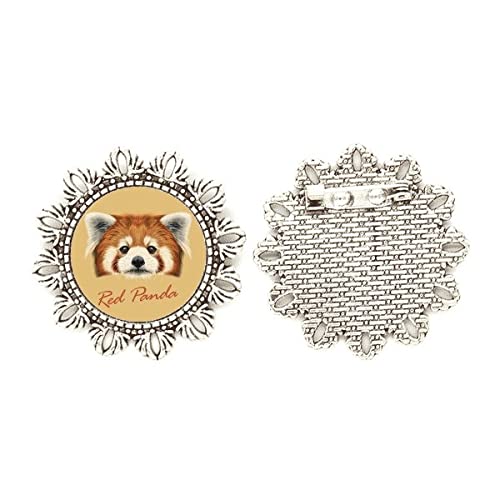 Broche de plata de panda rojo para solapa de abrigo