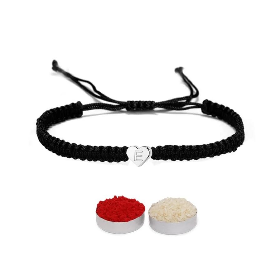 El Regalo Heart Name Initials Letter Minimalist Rakhi for Brother with Roli-Chawal Shagun, Rakhi Message Card in Rakhi Gift Box (E Name Letter) (B0D8JFQCGD) Amazon Price History, Amazon Price Tracker