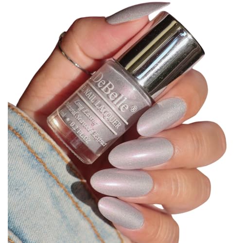 Image of DeBelle Gel Nail Lacquer Awesome Andrea(Metallic light purple nail polish)| Non UV - Gel Finish |Chip Resistant | Seaweed Enriched Formula| Long Lasting|Cruelty and Toxic Free| 6ml