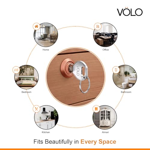 Image of VOLO Furniture Cupbord Combination Lock For Drawers And Cabinets, Cupboard /Cabinet /Safety /Wardrobe /Furniture Almirah Lock For Home And Office (25Mm, Rose Gold)