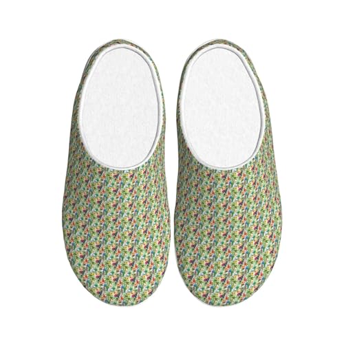 Pantoufles anti-boulochage Toucans chaussons lavables imprimé palmier mixtes