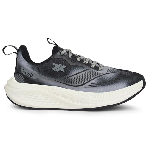Image of Liberty Leap7x BESTIO-1E Lacing Sports Running Shoes for Men - Grey & Dark Grey | Comfortable and Durable Lace-Up Closure - Suitable for Lacing Walking, Gym, Jogging Shoes for Gents, Cushioned Footbed