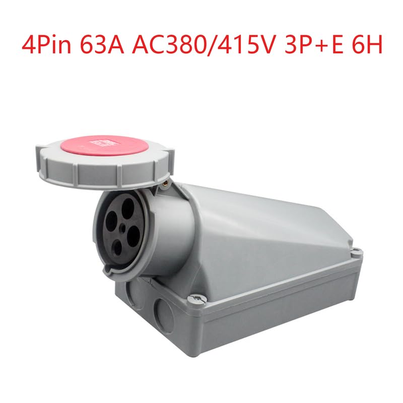 IEC 60309 Waterproof Industrial Connector Plug 4Pin 63A 380V-415V 3P+E 6H IP67 Male Power Connecting for Aviation and Industry
