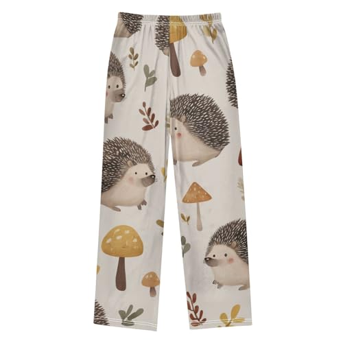 ZZXXB Retro Hedgehog Mushroom Boys Long Pants Soft Trousers Elastic Waist Kids Lounge Bottoms with Pockets S-XL2