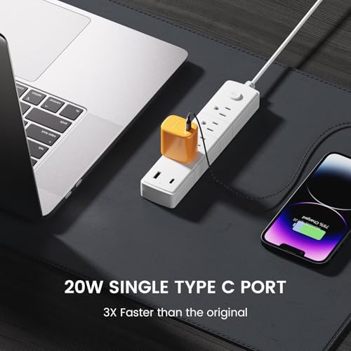 Image of DeperAI 20W GaN III Fast Type C Mobile Charger, MFi Certified, Compatible for iPhone, iPad Pro /Air 2, Samsung, and Other iOS, Android Devices, PD 3.0 Fast Charging, Supports UFCS, Wrap (Orange)