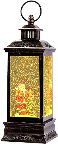 IIDEE Christmas Snow globe Lantern, Musical Lighted Water Lantern, Xmas Water Spinner Lantern Battery Operated/USB Powered Xmas Water Globe Lantern Decor with 8 Songs & 6 Hr Timer Snowman