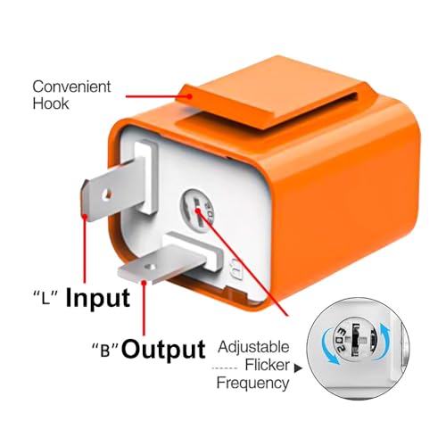 Image of Gebildet 4pcs 12V 2-Pin Universal Flasher Relay, Auto Motorcycle LED Turn Signal Flasher, Speed Adjustable Electronic Turn Signal Hyper Flash Indicator Light, Blink Relay (Orange)