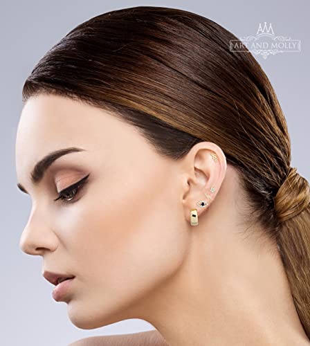 Solid 14K Gold Lightning Bolt Studs Dainty Small Earrings, Polished Finish, 8mm3