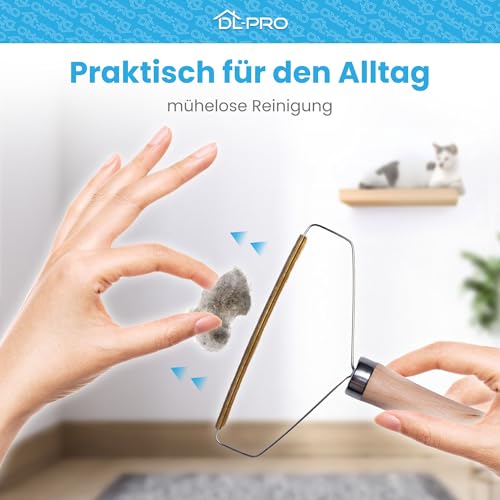 DL-pro Tierhaarentferner - Fusselbürste, Katzenhaarentferner & Hundehaarentferner aus Holz und Kupfer – kompakt, umweltfreundlich, effizient auf Kleidung, Bett, Sofa, Teppich & Autokofferraum