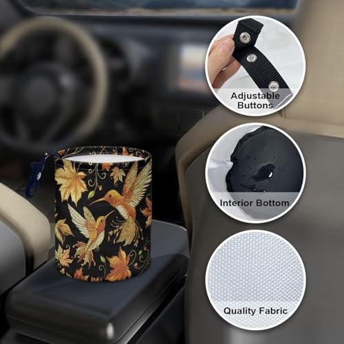 Image of Pensura Car Trash Can Collapsible Hanging Cars Garbage Bag Foldable Maple Leaf Hummingbird Mini Car Trash Bin Auto Rubbish Bag Hanging Compatible with Most Cars