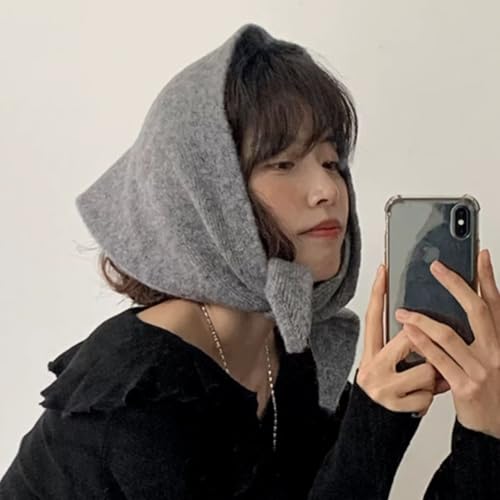 Knit Triangle Scarf for Women Pull Through Scarf Head Scarf Y2k Neckerchief Downtown Girl Aesthetic Accessories2