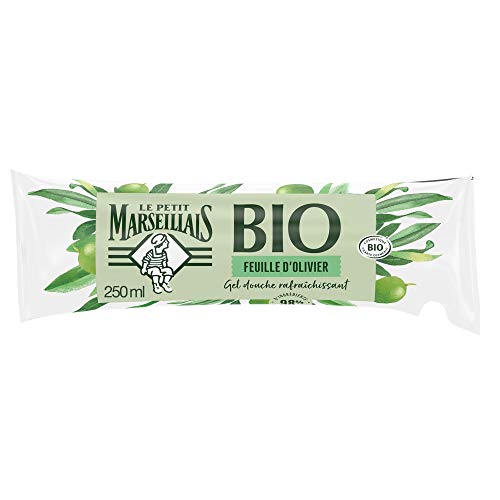 Le Petit Marseillais – Recharge Gel Douche Rafraîchissant BIO Feuille d'Olivier (berlingot de 250 ml) – 98 % d'ingrédients d'origine naturelle et pH neutre pour la peau