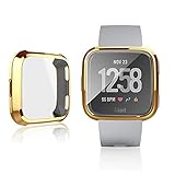 Fitbit Versa Protector Case Cover, Full Frame Screen Protector Soft Slim TPU Shell Case Flexible Anti-Scratch Bumper Cover for Fitbit Versa Fitness Smart Watch, Women & Men