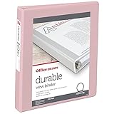 Office Depot® Brand 3-Ring Durable View Binder, 1' Round Rings, Blush