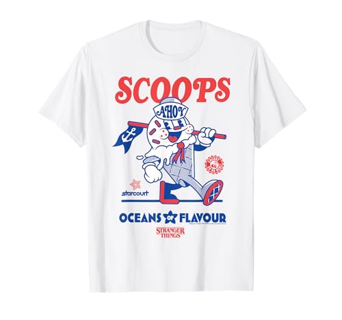 Photo de Stranger Things Scoops Ahoy Salon de crème glacée Rouge/bleu T-Shirt