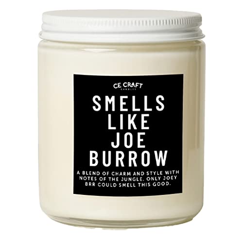 CE CRAFT - Smells Like Joe Burrow Candle - Football Themed Candle Gift for Burrow Fan Celebrity Prayer Candle Bourbon Vanilla Black 8 ounces