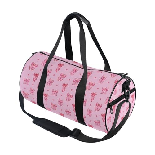 Pink Bows Ribbon Duffel Bags Gym Bag Round Sports Bag Canvas Travel Luggage Overnight Bags for Men Women - Main Image