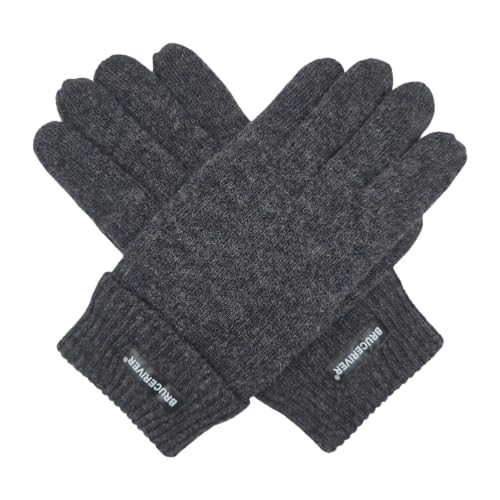 Image of BRUCERIVER Men's Pure Wool Knitted Gloves | Insulated Fleece Lining