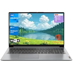 Lenovo IdeaPad 1 Home Laptop, 15.6″ FHD Display, Intel Celeron Dual Core Processor, 12GB RAM, 384GB Storage(128GB eMMC + 256GB PCIe), 1 Yr Office 365, Wi-Fi 6, W11H, Additional 1 Yr ADP