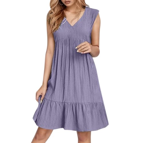 Damen leinenkleid Sommer Strickkleid Kleider lang Outfit Festival Sommerkleider Knielang hängerchen Kleid Strand Tunika Strandkleider