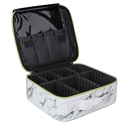 Marble Makeup Bags,Portable Makeup Organizer Bag Travel Case Professional Jewelry Storage Organizer with with Adjustable Dividers for Cosmetics Makeup Brush
