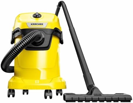 Kärcher nat-/droogzuiger WD 3 S V-17/4/20, inclusief patroonfilter, vliesfilterzak, 1.000 W, 2 m en slangopbergruimte, blaasfunctie, vloer- en spleetmondstuk, zwart, geel