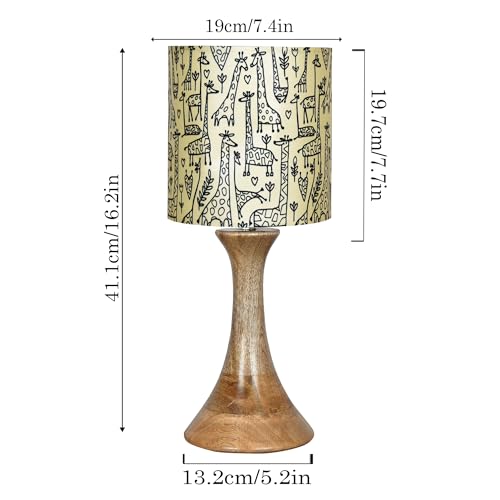 Image of Homesake Rustic Wood Table Lamp Bedside Wooden Desk Lamps for Living Bedroom Study Night, Kids Room, House Warming Festival Gift, Kids Room Decor Light, Savanna Shade