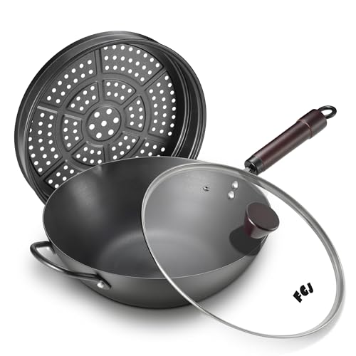 13 Inch Pre-Seasoned Carbon Steel Wok