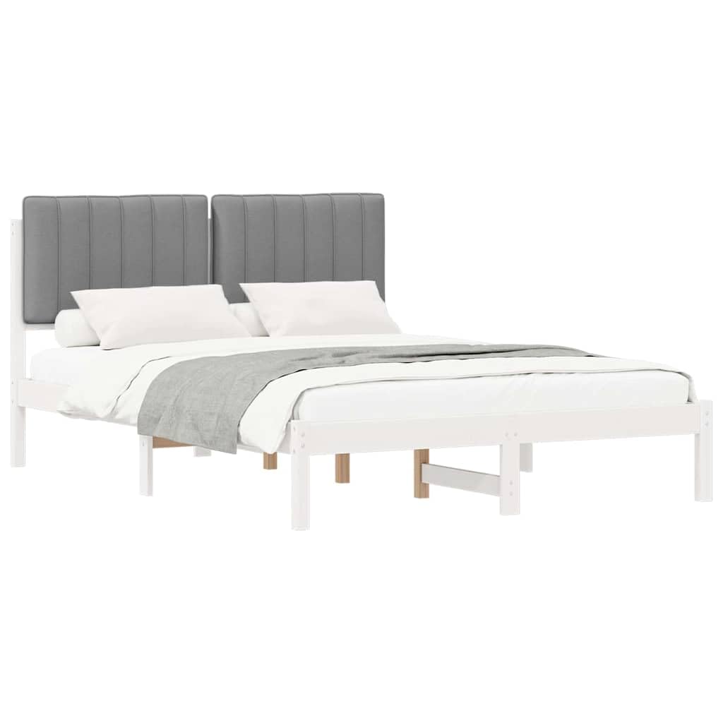 Lite drewno sosnowe tapicerowane oparcie nowoczesny design jasnoszary 135 x