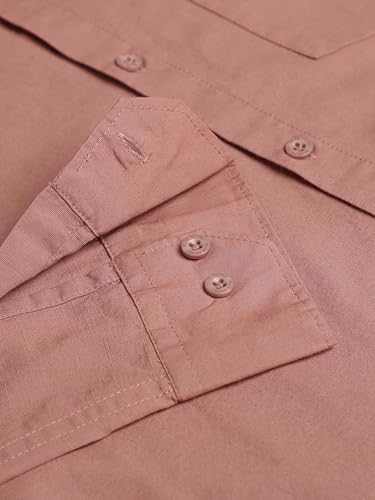 Image of Men's Cotton Linen Solid Shirt | Slim Fit Full Sleeve Casual Shirt | Lightweight | Breaethable | Stylish