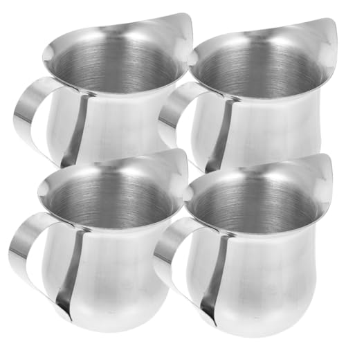 MOLUCKFU 4piezas Jarra De Leche De Acero Inoxidable Taza Medidora Para Café Crema y Salsa Diseño Compacto y Duradero Para Oficina y Hogar