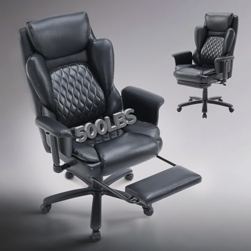 Bestier Silla de oficina ejecutiva con reposapiés, silla de oficina ergonómica giratoria con respaldo ajustable, silla para juegos y oficina, tela (negro mate)