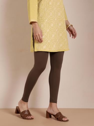 Image of TWIN BIRDS Super Stretchable Cotton Elasthane Fabric Ankle Length Leggings for Women