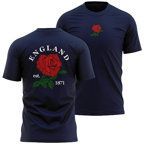 Camiseta de rugby de los partidarios de Inglaterra para hombre con insignia de rosa de Inglaterra de 1871, azul marino, M