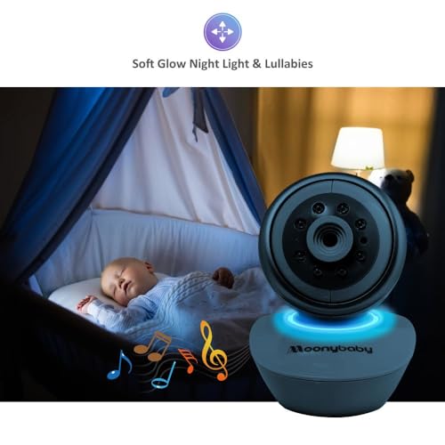 Moonybaby Baby Monitor Long Range No WiFi, Dual PTZ Cameras with Split Screen, Baby Room Temperature Display, Auto Night Vision, 2 Way Audio, Lullaby - Thumbnail 4